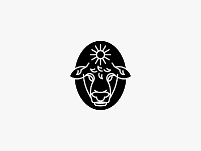 Sun cow animal cow farm head icon logo modern simple sun