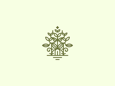 Green Temple green icon leaf logo monoline natural star temple