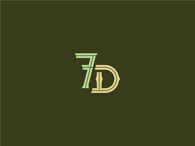 7D 7 d icon letter logo monogram number