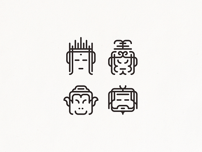 Journey to the west character chinese cute fun head icon journey legend line art modern monkey trend