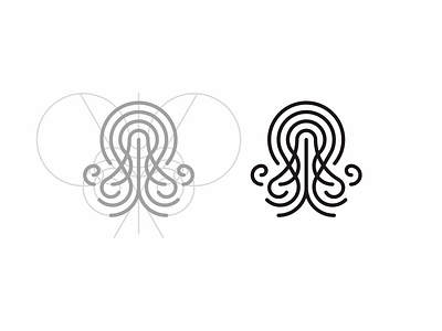 octopus animal design grid icon line lineart logo octopus tentacle water