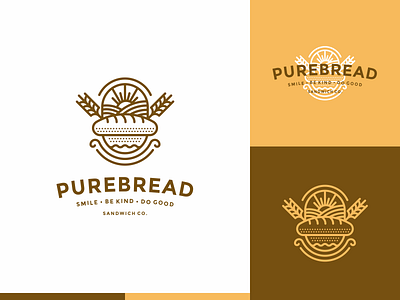 Purebread bakery bread farm food grain line lineart logo natural sun