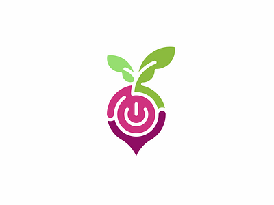 vegetarian power design eco food green icon leaf logo power radish simple vegetable