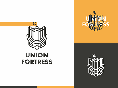Union Fortress building castle flag fortress icon line lineart logo sword