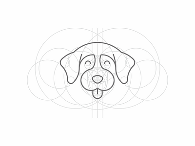Woof Woof animal circle dog grid happy head icon line logo simple woof
