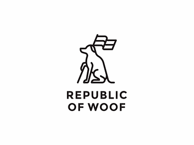 Republic of woof animal clean dog flag friendly icon line logo republic simple