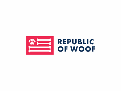 Republic of woof 3 animal bones clean dog flag friendly icon logo paw simple