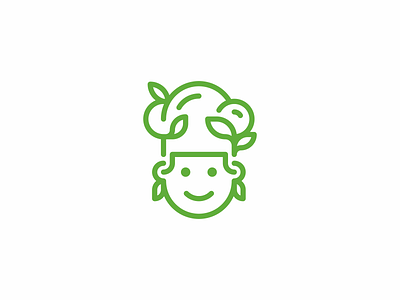 Green Chef chef clean cook girl green head icon kitchen logo natural simple