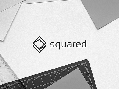 Squared clean geometric icon line logo modern simple square