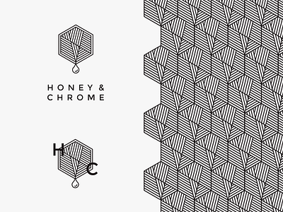 Honey And Chrome abstract bee geometric honey icon line lineart logo modern pattern