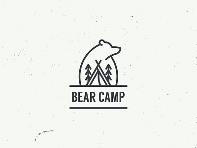 bear camp animal bear camp icon logo nature outdoor simple tree