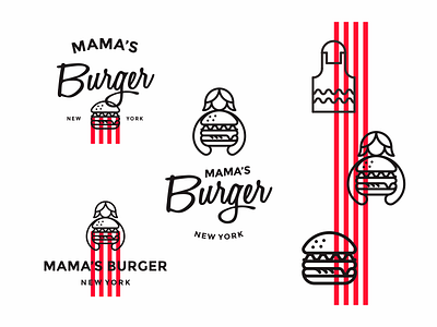 Mambu, mama's burger burger food icon lineart logo mama modern mother restaurant simple