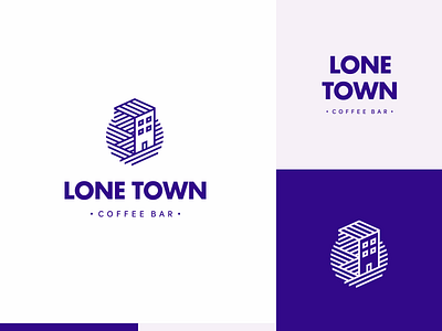 Lone Town bar building cafe clean coffee icon logo modern town