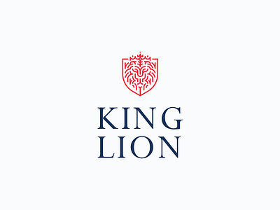 King Lion logo animal crown head icon jungle king kingdom lion logo shield simple