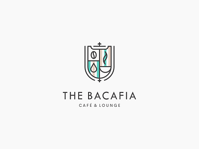 The Bacafia cafe coffee cup icon logo modern shield simple
