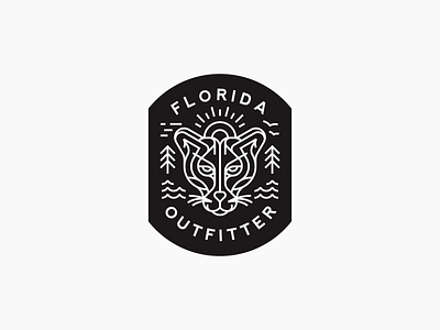 Florida outfitter badge line lineart logo nature outdoor panther sea sky sun tree