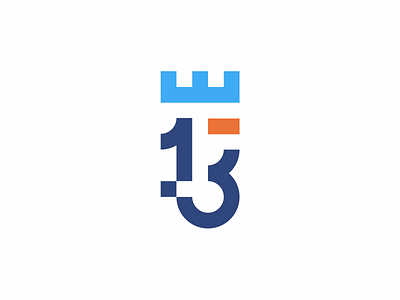 Castle 13 castle clean icon logo modern number simple tower