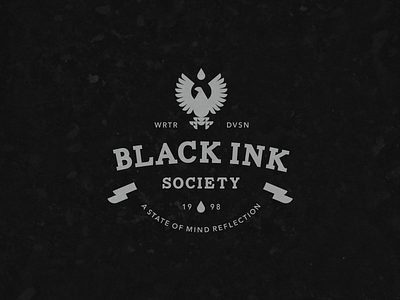 Black Ink Logo animal bird eagle icon ink logo ribbon society waterdrop