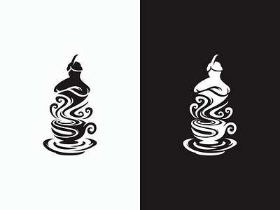 Coffee Genie cafe coffee cup genie lamp logo smoke