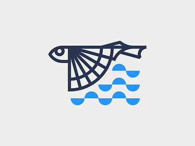 Flying fish clean fish flying icon logo sea simple water
