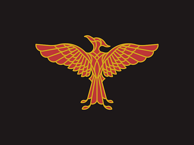 Phoenix bird fire icon logo mascot monoline phoenix