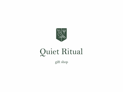 Quiet Ritual 2 badge bird feminine flower gift logo modern shield simple