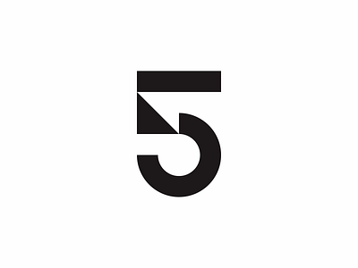 Turn 5 arrow icon logo minimal modern negativespace number simple turn