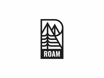 Roam badge forest icon initial logo mountain nature outdoor