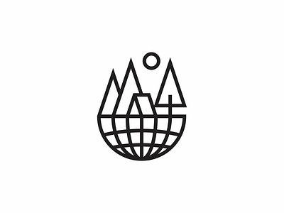 Flat Earth Camp adventure camp earth forest globe icon logo modern nature outdoor simple wild