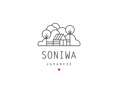Soniwa clean house icon japanese logo minimal modern restaurant simple tree