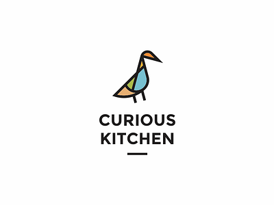 Curious kitchen 1 animal duck icon logo modern restaurant simple