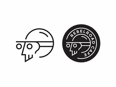 RR cafe cafe helmet icon lineart logo modern motor simple skull