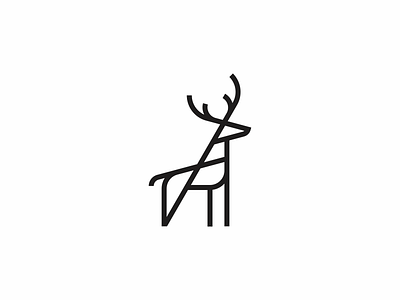 Deer animal clean deer line logo modern nature simple wild