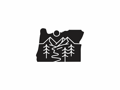 Central Oregon logo line logo mountain nature oregon river trees