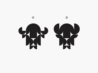 Bison 1&2 animal bison geometric icon logo modern simple