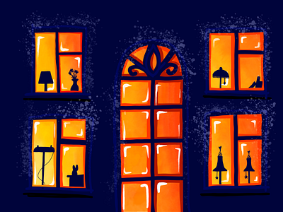 Fast sketch building dark drawing evening house illustration night windows