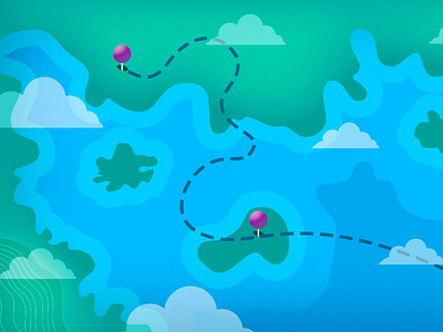 Map blue cloud green illustration map