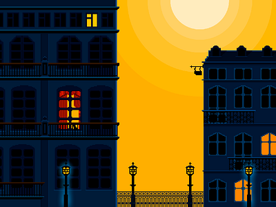 The morning house old town pixel art st. petersburg sun yellow