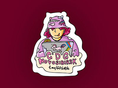 Sticker character gdg girl illustration sticker