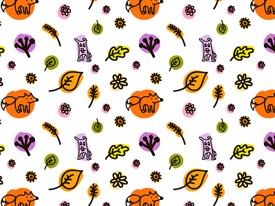 Pattern fall fox illustration leaves pattern