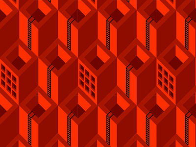 Buildings building flat house illustration pattern red town