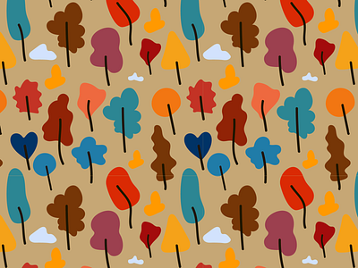 53 autumm forest illustration pattern tree