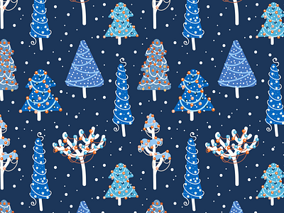 54 blue forest illustration pattern winter