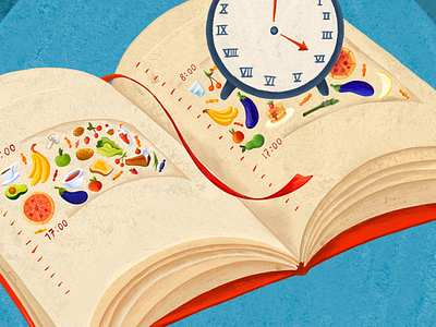 Food habits clock dairy food illustration lunch menu notebook