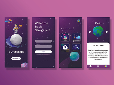 Outerspace app design graphic design login planet space typography ui ux