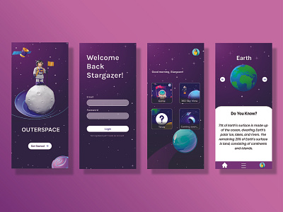 Outerspace app design graphic design login planet space typography ui ux