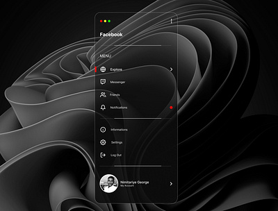Facebook Menu app design facebook typography ui ux