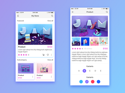 E-Commerce App blue purple