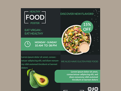 HEALTHY FOOD POSTER app branding design graphic design illustration logo typography ui ux vector
