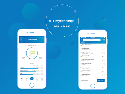 MyFitnessPal Redesign app redesign blue case study fitness fitnesspal myfitnesspal redesign ui ux ux case study